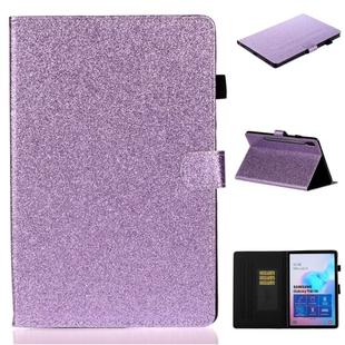 For Galaxy Tab S6 T860 Varnish Glitter Powder Horizontal Flip Leather Case with Holder & Card Slot(Purple)