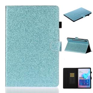 For Galaxy Tab S6 T860 Varnish Glitter Powder Horizontal Flip Leather Case with Holder & Card Slot(Blue)