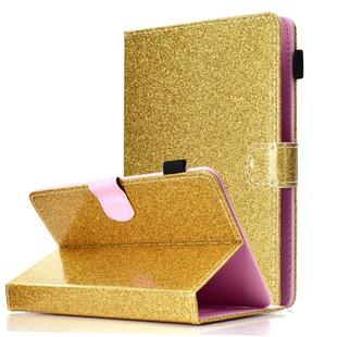 For 8 inch Tablet Varnish Glitter Powder Horizontal Flip Leather Case with Holder & Card Slot(Gold)