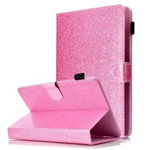 For 10 inch Tablet Varnish Glitter Powder Horizontal Flip Leather Case with Holder & Card Slot(Pink)