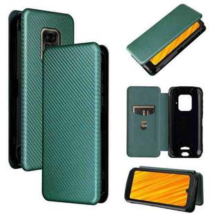 For Doogee S59 / S59 Pro Carbon Fiber Texture Horizontal Flip TPU + PC + PU Leather Case with Card Slot(Green)