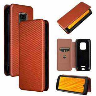 For Doogee S59 / S59 Pro Carbon Fiber Texture Horizontal Flip TPU + PC + PU Leather Case with Card Slot(Brown)