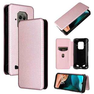 For Doogee S86 / S86 Pro Carbon Fiber Texture Horizontal Flip TPU + PC + PU Leather Case with Card Slot(Pink)