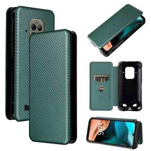 For Doogee S86 / S86 Pro Carbon Fiber Texture Horizontal Flip TPU + PC + PU Leather Case with Card Slot(Green)