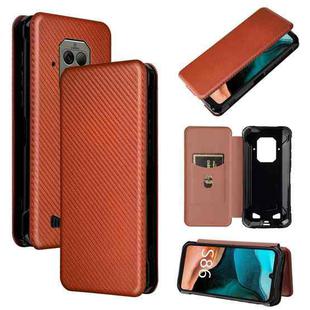 For Doogee S86 / S86 Pro Carbon Fiber Texture Horizontal Flip TPU + PC + PU Leather Case with Card Slot(Brown)