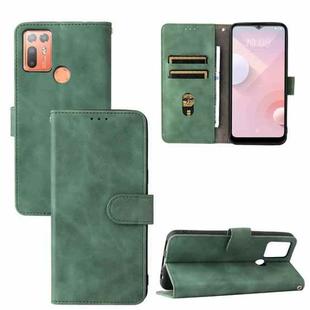 For HTC Desire 20+ Solid Color Skin Feel Magnetic Buckle Horizontal Flip PU Leather Case with Holder & Card Slots & Wallet(Green)