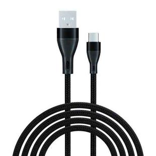 ADC-001 3A USB to USB-C / Type-C Weave Fast Charging Data Cable, Length:2m(Black)