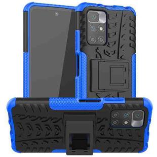 For Xiaomi Redmi 10 Tire Texture Shockproof TPU+PC Protective Case with Holder(Blue)