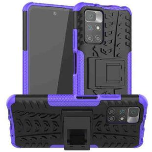 For Xiaomi Redmi 10 Tire Texture Shockproof TPU+PC Protective Case with Holder(Purple)