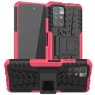 For Xiaomi Redmi 10 Tire Texture Shockproof TPU+PC Protective Case with Holder(Pink)