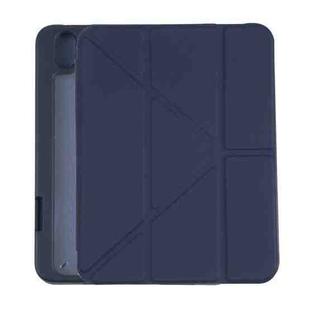 For iPad mini 6 Deformation Transparent Acrylic Horizontal Flip PU Leather Tablet Case with Multi-folding Holder & Sleep / Wake-up Function & Pen Slot(Dark Blue)