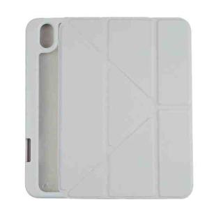 For iPad mini 6 Deformation Transparent Acrylic Horizontal Flip PU Leather Tablet Case with Multi-folding Holder & Sleep / Wake-up Function & Pen Slot(Grey)