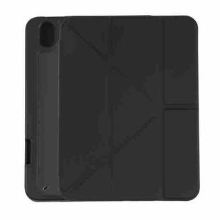 For iPad mini 6 Deformation Transparent Acrylic Horizontal Flip PU Leather Tablet Case with Multi-folding Holder & Sleep / Wake-up Function & Pen Slot(Black)