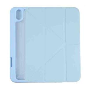 For iPad mini 6 Deformation Transparent Acrylic Horizontal Flip PU Leather Tablet Case with Multi-folding Holder & Sleep / Wake-up Function & Pen Slot(Baby Blue)