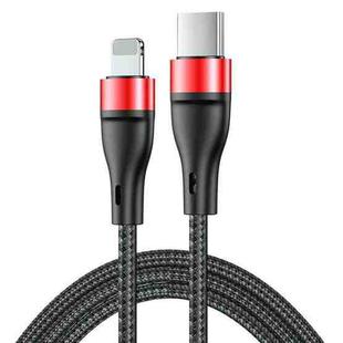 ADC-003 USB-C / Type-C to 8 Pin PD Fast Charging Weave Data Cable for iPhone, iPad, Length:1m(Red)