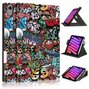 For iPad mini 6 Painted Pattern Voltage Horizontal Flip PU Leather Tablet Case with Rotating Holder & Pen Slot & Sleep / Wake-up Function(Graffiti)
