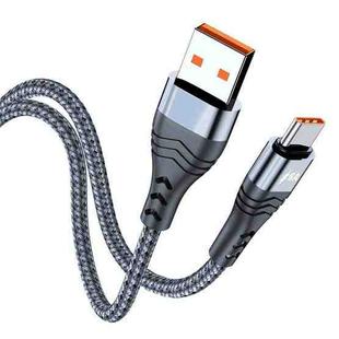 ADC-005 6A USB to USB-C / Type-C Weave Fast Charging Data Cable, Length:1m(Silver)