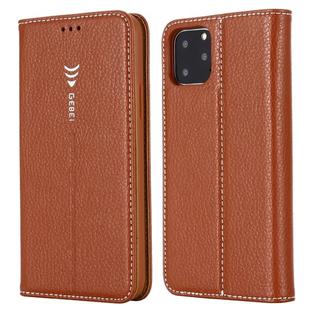 For iPhone 11 Pro Max GEBEI PU+TPU Horizontal Flip Protective Case with Holder & Card Slots(Brown)