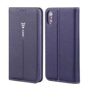 For iPhone XS / X GEBEI PU+TPU Horizontal Flip Protective Case with Holder & Card Slots(Blue)