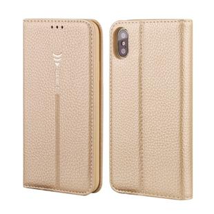 For iPhone XS / X GEBEI PU+TPU Horizontal Flip Protective Case with Holder & Card Slots(Gold)