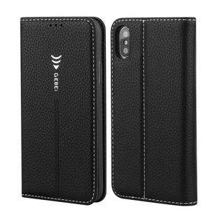 For iPhone XR GEBEI PU+TPU Horizontal Flip Protective Case with Holder & Card Slots(Black)