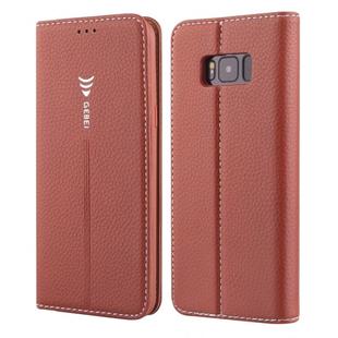 For Galaxy S8 GEBEI PU+TPU Horizontal Flip Protective Case with Holder & Card Slots(Brown)