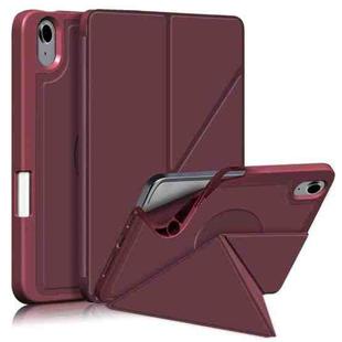 For iPad mini 6 Multi-folding Horizontal Flip PU Leather Shockproof Tablet Case with Holder & Sleep / Wake-up Function & Pen Slot(Wine Red)
