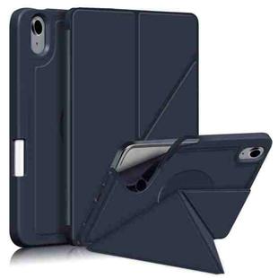 For iPad mini 6 Multi-folding Horizontal Flip PU Leather Shockproof Tablet Case with Holder & Sleep / Wake-up Function & Pen Slot(Dark Blue)