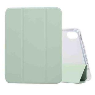 For iPad mini 6 3-folding Electric Pressed Skin Texture Horizontal Flip Shockproof Transparent TPU + PU Leather Tablet Case with Holder& Pen Slot & Sleep / Wake-up Function(Green)