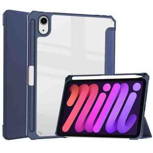 For iPad mini 6 Three-folding Acrylic TPU + PU Leather Horizontal Flip Tablet Case with Holder & Pen Slot & Sleep / Wake-up Function(Blue)