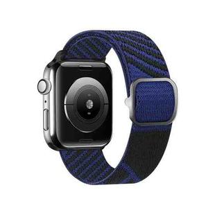 Two-color Nylon Braid Watch Band For Apple Watch Series 8&7 41mm / SE 2&6&SE&5&4 40mm / 3&2&1 38mm(Black Sapphire Blue)