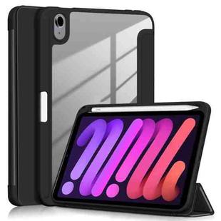 For iPad mini 6 Solid Color TPU + Acrylic Horizontal Flip Leather Tablet Case with Three-folding Holder & Sleep / Wake-up Function & Pen Slot(Black)