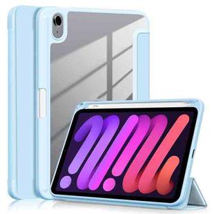 For iPad mini 6 Solid Color TPU + Acrylic Horizontal Flip Leather Tablet Case with Three-folding Holder & Sleep / Wake-up Function & Pen Slot(White Ice Blue)