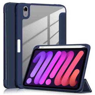 For iPad mini 6 Solid Color TPU + Acrylic Horizontal Flip Leather Tablet Case with Three-folding Holder & Sleep / Wake-up Function & Pen Slot(Dark Blue)
