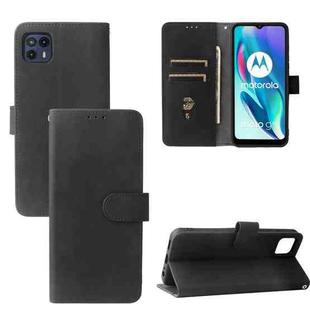 For Motorola Moto G50 5G Solid Color Skin Feel Magnetic Buckle Horizontal Flip Calf Texture PU Leather Case with Holder & Card Slots & Wallet(Black)
