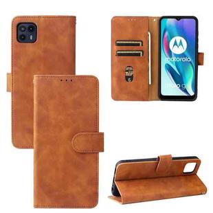 For Motorola Moto G50 5G Solid Color Skin Feel Magnetic Buckle Horizontal Flip Calf Texture PU Leather Case with Holder & Card Slots & Wallet(Brown)