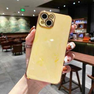 Marble Texture Electroplating Shockproof Protective Case For iPhone 13(Yellow)