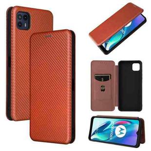 For Motorola Moto G50 5G Carbon Fiber Texture Horizontal Flip TPU + PC + PU Leather Case with Card Slot(Brown)