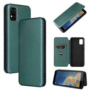 For ZTE Blade A31 Carbon Fiber Texture Horizontal Flip TPU + PC + PU Leather Case with Card Slot(Green)