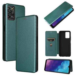 For ZTE Blade V30 Vita Carbon Fiber Texture Horizontal Flip TPU + PC + PU Leather Case with Card Slot(Green)