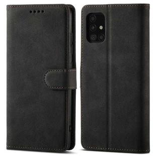 For Samsung Galaxy A22 4G Frosted Anti-theft Brush Horizontal Flip Leather Case with Holder & Card Slots & Wallet(Black)