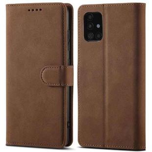 For Samsung Galaxy A22 4G Frosted Anti-theft Brush Horizontal Flip Leather Case with Holder & Card Slots & Wallet(Coffee)