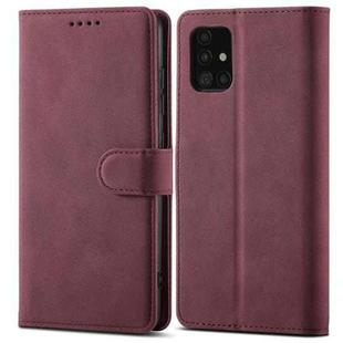 For Samsung Galaxy A31 Frosted Anti-theft Brush Horizontal Flip Leather Case with Holder & Card Slots & Wallet(Wine Red)
