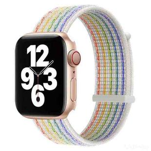 Hook and Loop Fastener Dual Section Watch Band For Apple Watch Series 8&7 41mm / SE 2&6&SE&5&4 40mm / 3&2&1 38mm(Reflective Rainbow Colors)