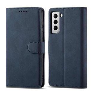 For Samsung Galaxy S21 5G Frosted Anti-theft Brush Horizontal Flip Leather Case with Holder & Card Slots & Wallet(Dark Blue)