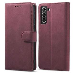 For Samsung Galaxy S21+ 5G Frosted Anti-theft Brush Horizontal Flip Leather Case with Holder & Card Slots & Wallet(Wine Red)