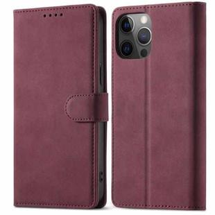 For iPhone 13 mini Frosted Anti-theft Brush Horizontal Flip Leather Case with Holder & Card Slots & Wallet (Wine Red)