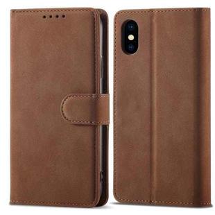 For iPhone XS Max Frosted Anti-theft Brush Horizontal Flip Leather Case with Holder & Card Slots & Wallet(Coffee)