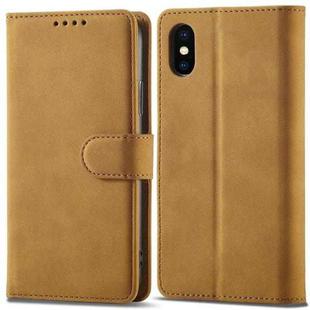 For iPhone XS Max Frosted Anti-theft Brush Horizontal Flip Leather Case with Holder & Card Slots & Wallet(Yellow)