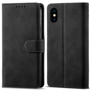 For iPhone X / XS Frosted Anti-theft Brush Horizontal Flip Leather Case with Holder & Card Slots & Wallet(Black)